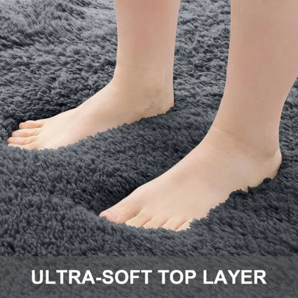 New 4x6 Soft Grey Shag Rug Washable Fluffy Carpet for Bedroom Nursery Dorm